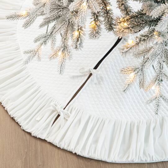 Glitzhome® Deluxe Velvet Ruffled Christmas Tree Skirt